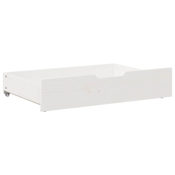 Sertare de pat, 2 buc., 85x55x16 cm, alb, lemn masiv de pin - Img 4