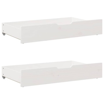 Sertare de pat, 2 buc., 90x55x16 cm, alb, lemn masiv de pin - Img 1