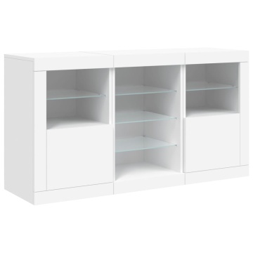 Servantă cu lumini LED, alb, 123x37x67 cm - Img 8