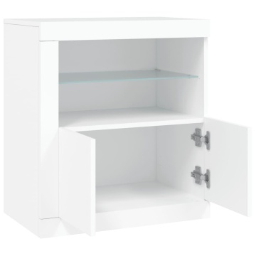 Servantă cu lumini LED, alb, 60,5x37x67 cm - Img 6