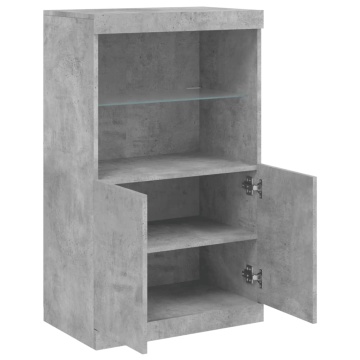 Servantă cu lumini LED, gri beton, 60,5x37x100 cm - Img 6