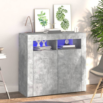 Servantă cu lumini LED, gri beton, 80x35x75 cm - Img 1