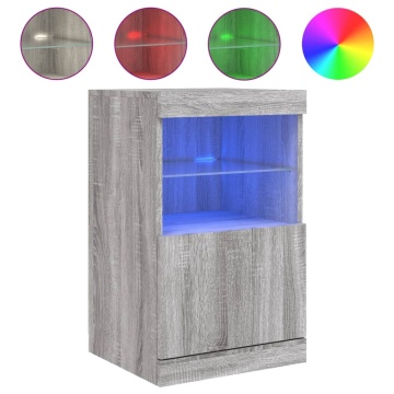 Servantă cu lumini LED, gri sonoma, 41x37x67 cm - Img 2