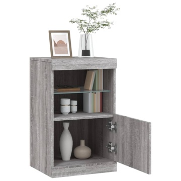 Servantă cu lumini LED, gri sonoma, 41x37x67 cm - Img 8