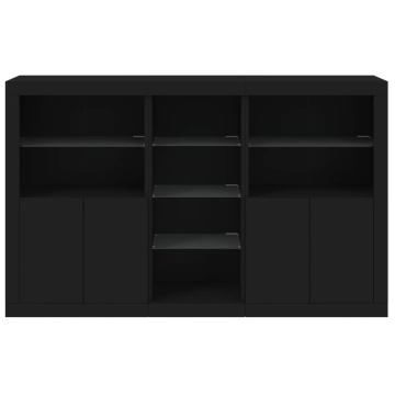 Servantă cu lumini LED, negru, 162x37x100 cm - Img 5