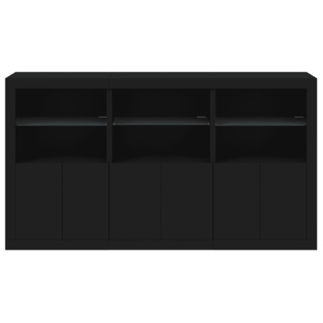 Servantă cu lumini LED, negru, 181,5x37x100 cm - Img 5