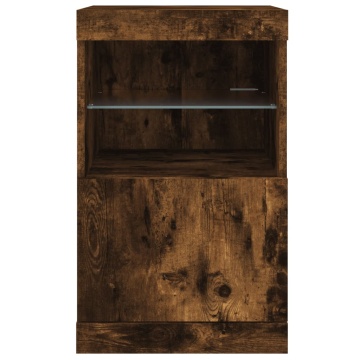 Servantă cu lumini LED, stejar fumuriu, 41x37x67 cm - Img 5