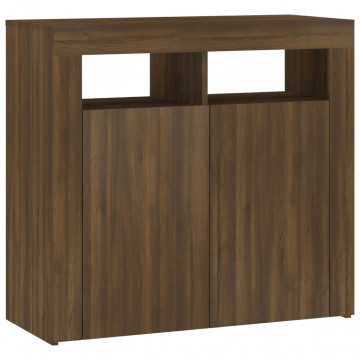 Servantă cu lumini LED, stejar maro, 80x35x75 cm - Img 6