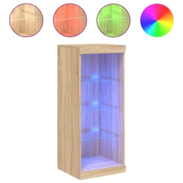 Servantă cu lumini LED, stejar sonoma, 41x37x100 cm - Img 2