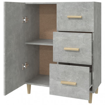 Servantă, gri beton, 69,5x34x90 cm, lemn prelucrat - Img 6