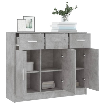 Servantă, gri beton, 91x28x75 cm, lemn prelucrat - Img 4