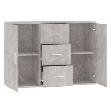 Servantă, gri beton, 91x29,5x65 cm, lemn prelucrat - Img 8