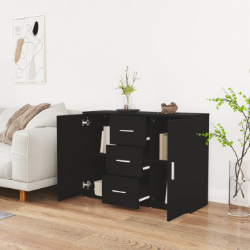 Servantă, negru, 91x29,5x65 cm, lemn prelucrat - Img 3