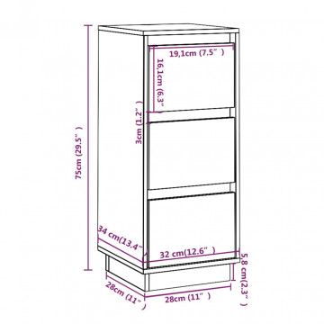 Servante, 2 buc., alb, 32x34x75 cm, lemn masiv de pin - Img 7