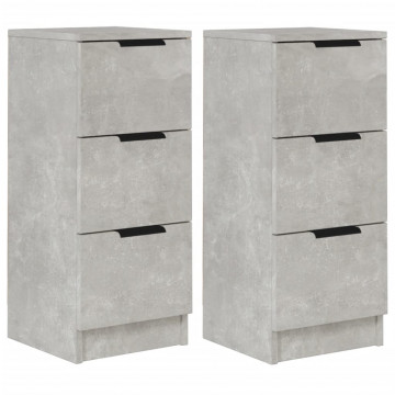 Servante, 2 buc., gri beton, 30x30x70 cm, lemn prelucrat - Img 2