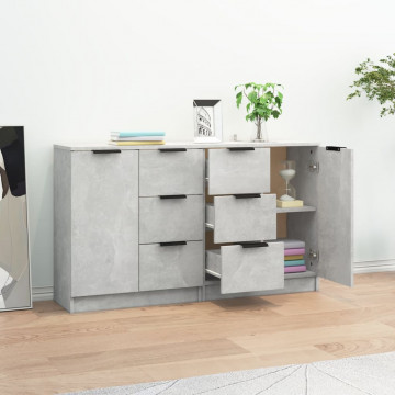 Servante, 2 buc., gri beton, 60x30x70 cm, lemn prelucrat - Img 3