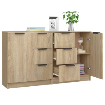 Servante, 2 buc., stejar sonoma, 60x30x70 cm, lemn prelucrat - Img 4