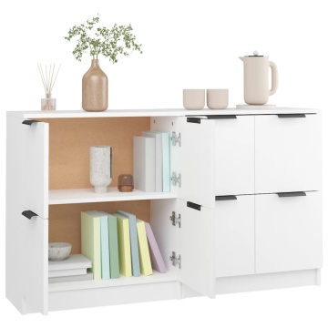 Servante, 2 piese, alb, 60x30x70 cm, lemn prelucrat - Img 5