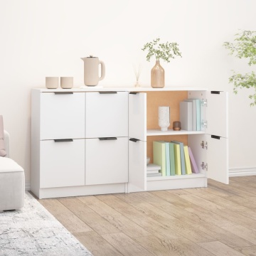 Servante, 2 piese, alb, 60x30x70 cm, lemn prelucrat - Img 8
