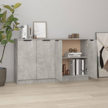 Servante, 2 piese, gri beton, 60x30x70 cm, lemn prelucrat - Img 1