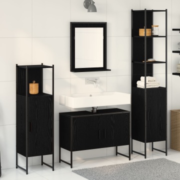 Set 4 piese mobilier baie Stejar negru Lemn prelucrat - Img 1