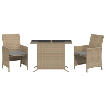 Set bistro cu perne, 3 piese, bej combinat, poliratan - Img 2