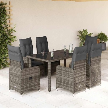 Set bistro de grădină cu perne, 5 piese, gri, poliratan - Img 1