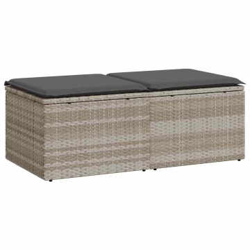 Set canapea de grădină cu perne, 2 piese, gri deschis poliratan - Img 2