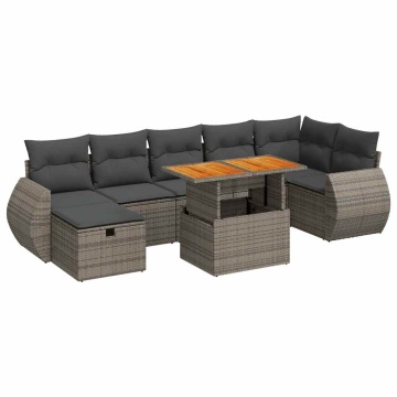 Set canapea de grădină cu perne, 5 piese, poliratan/lemn acacia - Img 2