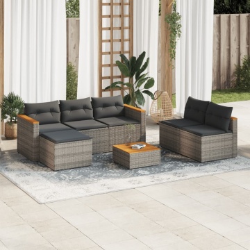 Set canapea de grădină cu perne, 5 piese, poliratan/lemn acacia - Img 1
