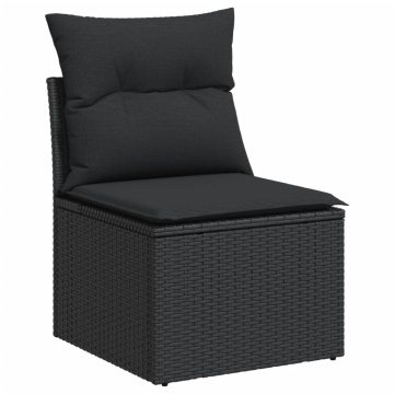 Set canapele de grădină, 12 piese, cu perne, negru, poliratan - Img 3