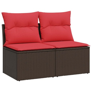 Set canapele de grădină, 2 piese, cu perne, maro poliratan maro - Img 2