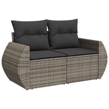 Set canapele de grădină, 7 piese, cu perne, gri, poliratan - Img 3