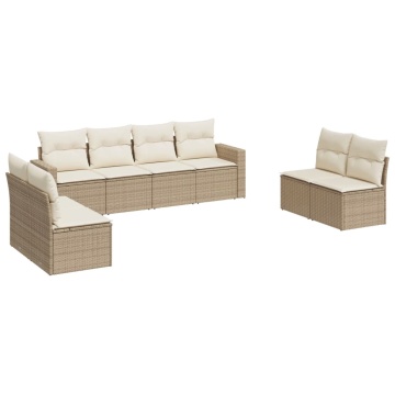Set canapele de grădină, 8 piese, cu perne, bej, poliratan - Img 2