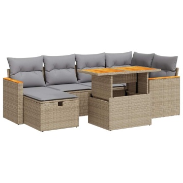Set canapele de grădină, 8 piese, cu perne, bej, poliratan - Img 2