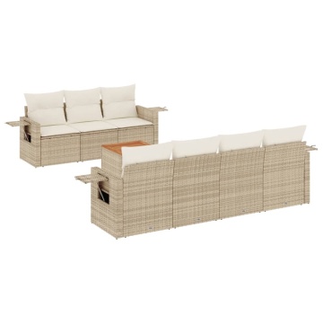 Set canapele de grădină, 8 piese, cu perne, bej, poliratan - Img 2