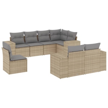 Set canapele de grădină, 8 piese, cu perne, bej, poliratan - Img 2
