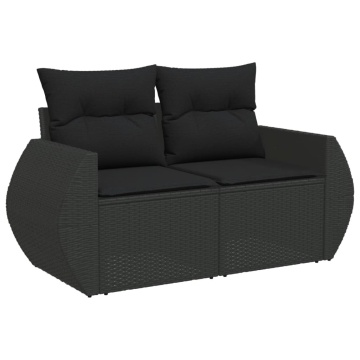 Set canapele de grădină cu perne, 11 piese, negru, poliratan - Img 3