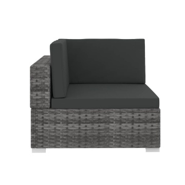 Set canapele de grădină cu perne, 4 piese, gri, poliratan - Img 11