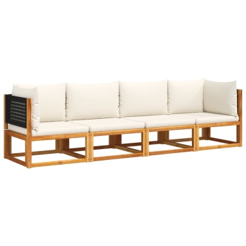 Set canapele de grădină cu perne, 4 piese, lemn masiv de acacia - Img 2