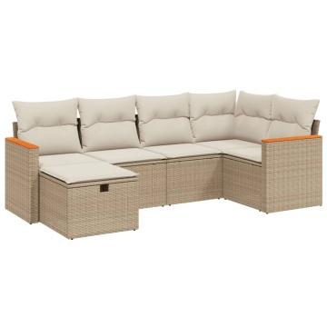 Set canapele de grădină cu perne, 6 piese, bej, poliratan - Img 2