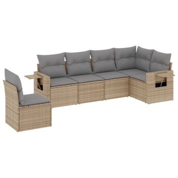 Set canapele de grădină cu perne, 6 piese, bej, poliratan - Img 2