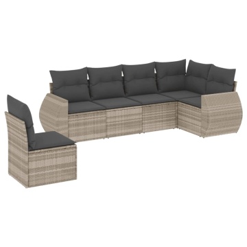 Set canapele de grădină cu perne, 6 piese gri deschis poliratan - Img 2