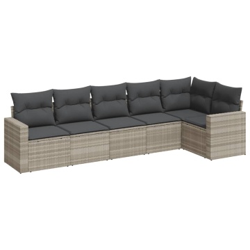 Set canapele de grădină cu perne, 6 piese gri deschis poliratan - Img 2