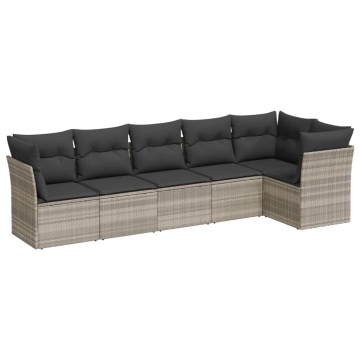 Set canapele de grădină cu perne, 6 piese gri deschis poliratan - Img 2