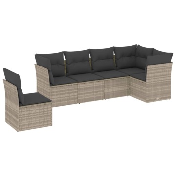 Set canapele de grădină cu perne, 6 piese gri deschis poliratan - Img 2