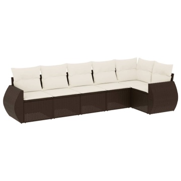 Set canapele de grădină cu perne, 6 piese, maro, poliratan - Img 2
