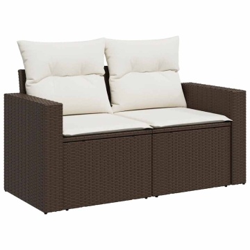 Set canapele de grădină cu perne, 7 piese, maro, poliratan - Img 3