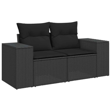 Set canapele de grădină cu perne, 7 piese, negru, poliratan - Img 3