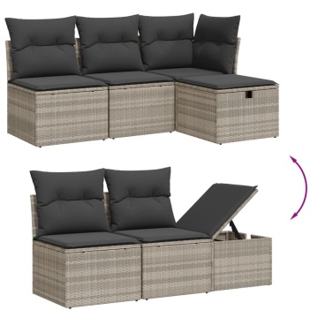 Set canapele de grădină cu perne, 7piese gri deschis poliratan - Img 3